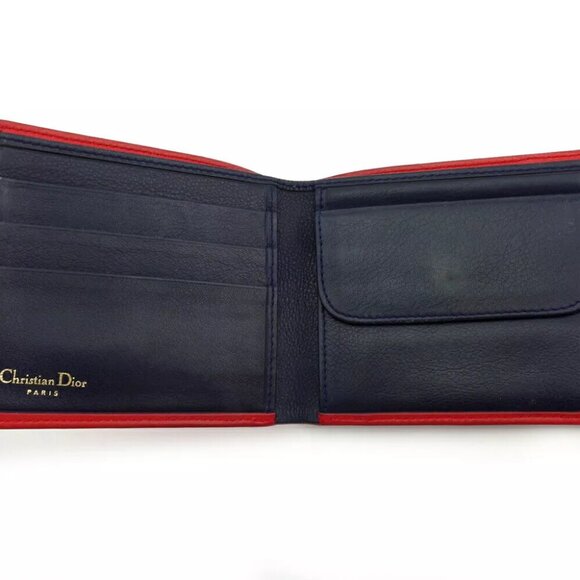 DIOR Bi -fold Wallet CD Mark Leather Authentic USED - Picture 6 of 9